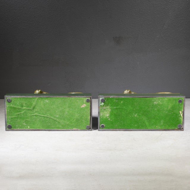 Metal Antique Swiss Guard Bronze Lion Bookends Bookends c.1920 For Sale - Image 7 of 8