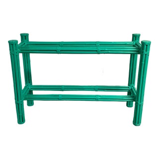 Vintage Kelly Green Bamboo Console Base For Sale