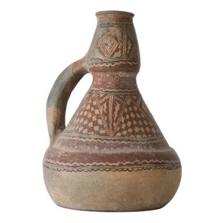 Antique Aït Chenacha Berber Kabyle Terracotta Jug, 1800s For Sale