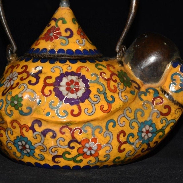 Late 19th Century Cloisonné Enamel Maitreya Buddha Ewer, 1.36kg For Sale - Image 4 of 8