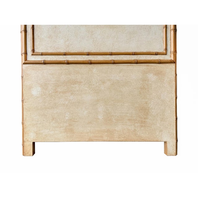Twin Sized Tan Headboard With Faux Bamboo Finish and Molding For Sale - Image 4 of 6