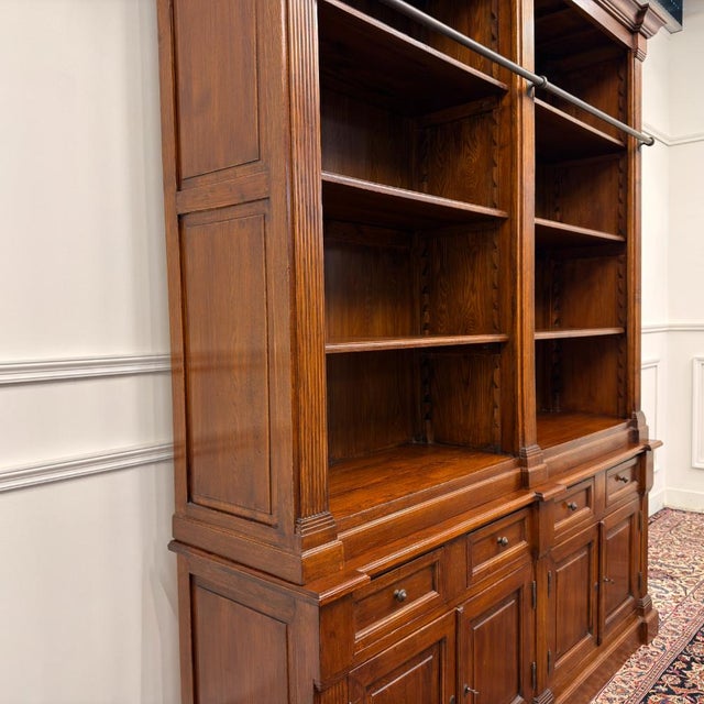 Wood Large English Bookcase in Oak For Sale - Image 7 of 18