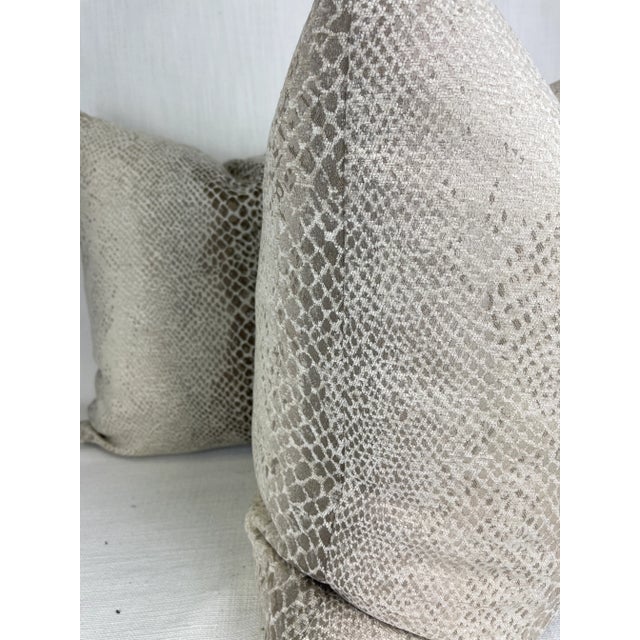 Kravet Kravet “Lizard Envy” in Natural 22” Pillows-A Pair For Sale - Image 4 of 5