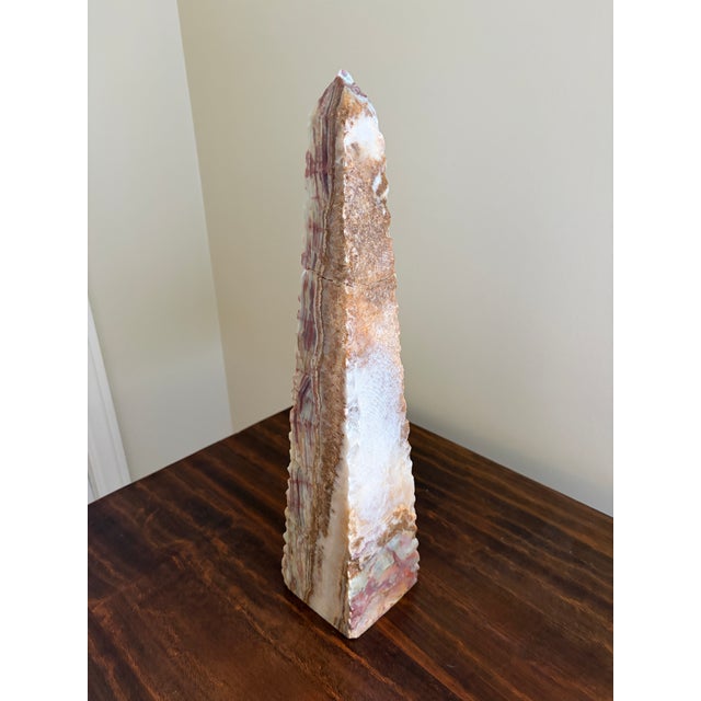 A stunning neoclassical or Grand Tour style solid marble green & brown obelisk Measures: 4"W x 4"D x 18"H. Good vintage...