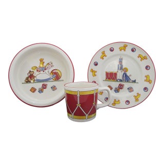 Tiffany & Co Masons Ironstone Tiffany Toys Kid's Bowl Plate & Cup Set of 3 For Sale