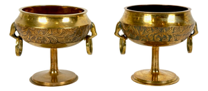 Vintage Danish Brass Footed Pedestal Bowl from Malm, 1950s, Set of 2