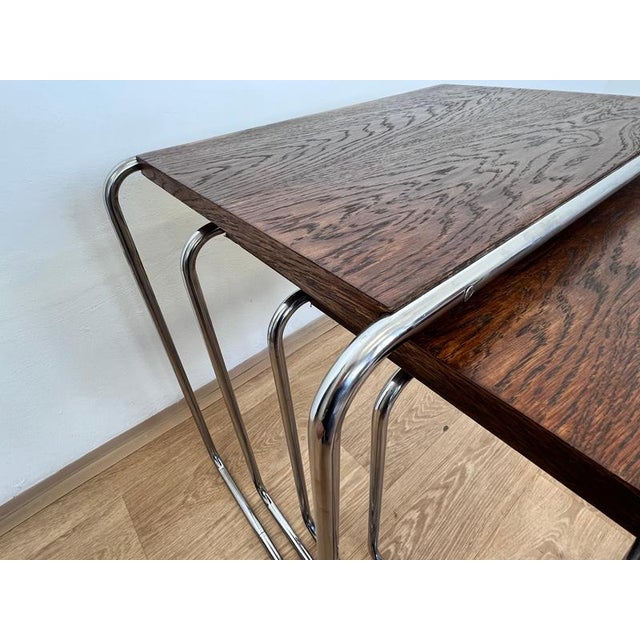 1930s Bauhaus Chrome B9 Nesting Tables by Marcel Breuer for Thonet, 1930, Set of 4 For Sale - Image 5 of 9