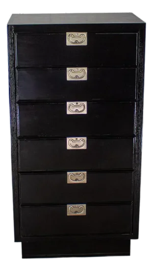 Mid to Late 20th Century Modern Campaign Henredon Black Narrow Chest of Drawers or Lingerie Cabinet