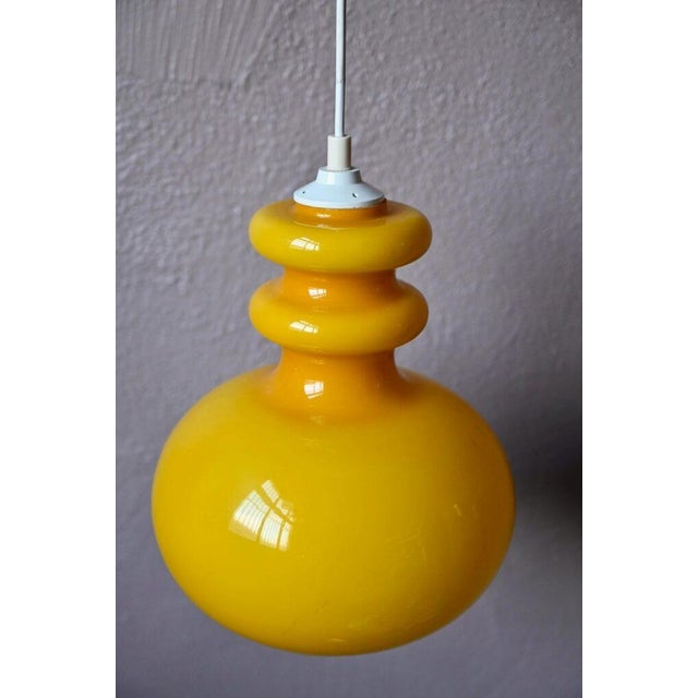 Scandinavian Yellow Glass Pendant Light For Sale - Image 5 of 9