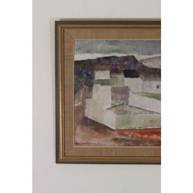 Mid-Century Modern Josef Sandberg, Houses, 1960s, Oil on Panel, Framed For Sale - Image 3 of 14