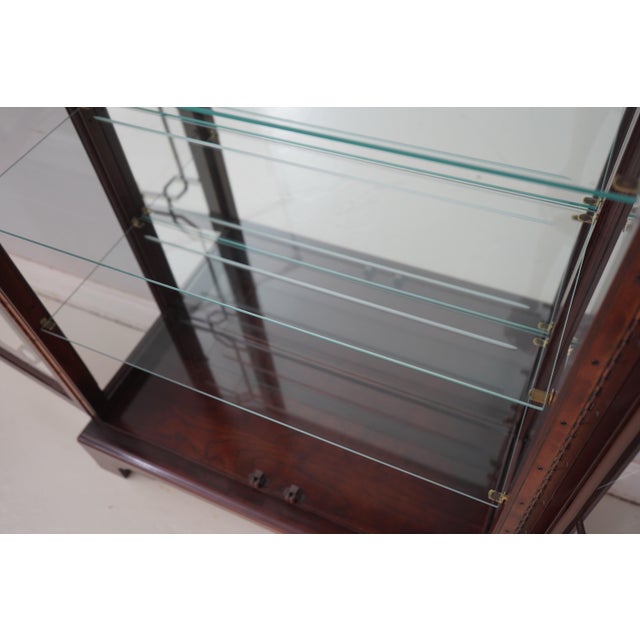 1980s Jasper Chippendale Style Cherry Curio Display Cabinet For Sale - Image 5 of 12