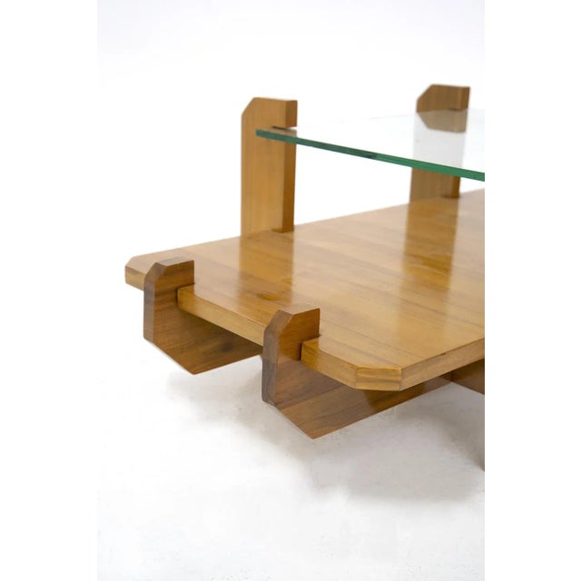 Wood Italian Coffee Table with Glass Top by Vittorio Gregotti, 1960 For Sale - Image 7 of 11