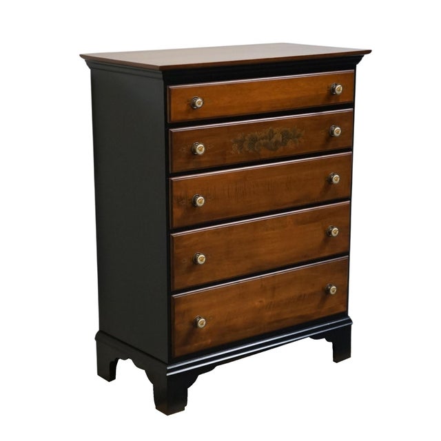 GENUINE HITCHCOCK Solid Cherry 35" Two Toned Hand Painted Chest of Drawers 45.75" High 35.75" Wide 18.75" Deep We...