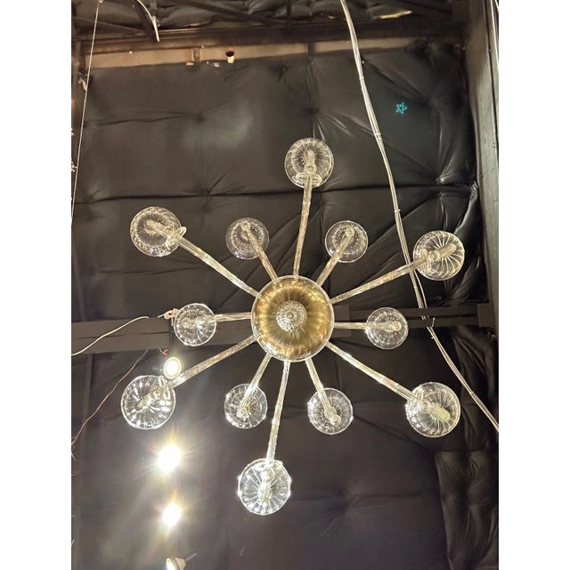 Transparent Large Scale Modern Murano Glass 2 Tier Chandelier For Sale - Image 8 of 9