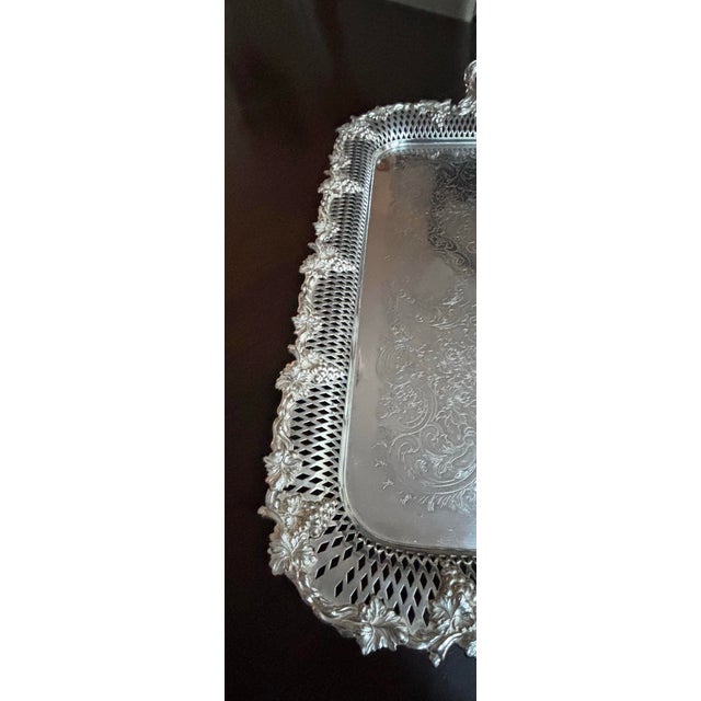 Early 20th Century Antique William Adams English Sheffield Silverplate Art Nouveau Grape Motif 26.5"x17" Tray. For Sale - Image 5 of 10
