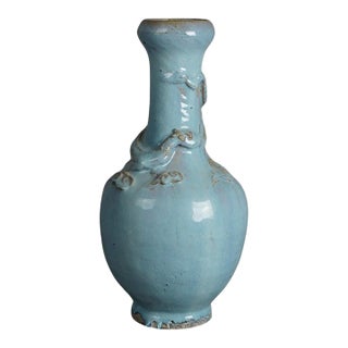 Antique Chinese Figural Art Pottery Dragon Vase C1920 For Sale