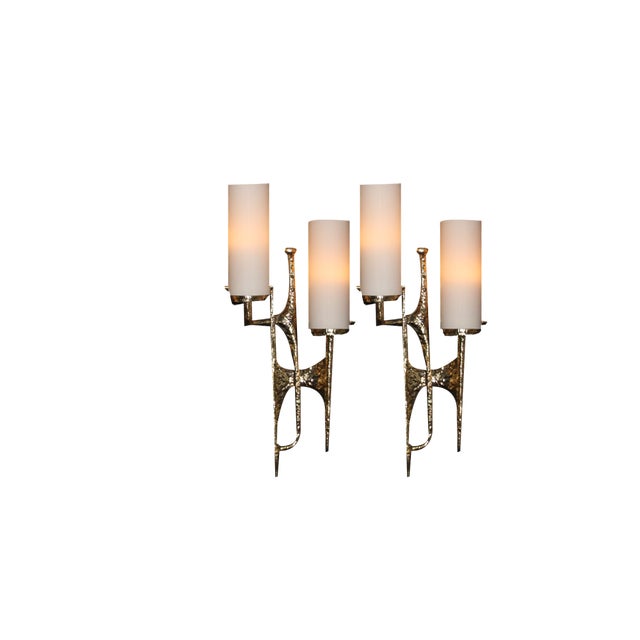 Mid-Century Modern Bronze Wall Sconces by Felix Agostini, 1990s, Set of 2 For Sale
