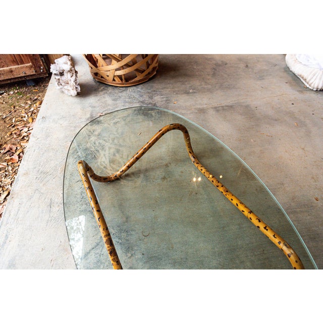 Tortoiseshell Faux Bamboo Coffee Table With Oval Glass Top, Circa 1970 For Sale - Image 11 of 11