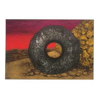 Dean Meeker "Ball Court #1" Hand Signed Intaglio Collagraph Artwork For Sale