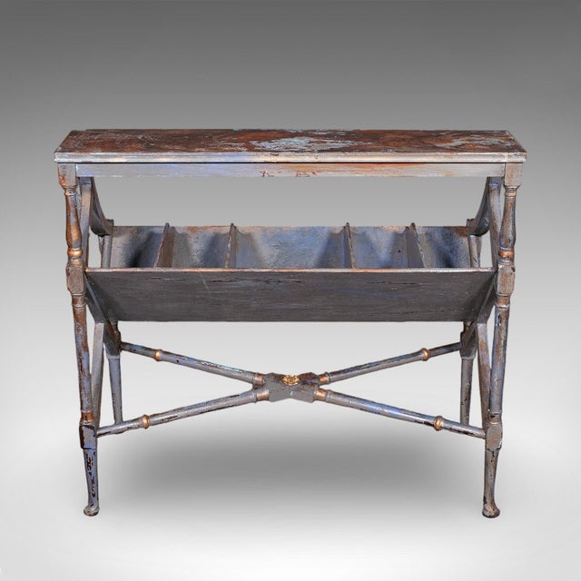 1900 - 1909 Antique Georgian Revival Book Trough, English, Painted, Library Stand, Edwardian For Sale - Image 5 of 12