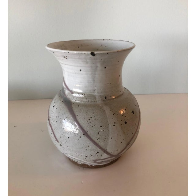 1990s Vintage Round Mid-Century Modern Glazed Ceramic Decorative Vase For Sale - Image 5 of 8