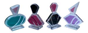 1990s Postmodern Lucite Perfume Signed Bottle Sculptures - Set of 4