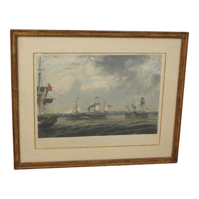 Vivid & Waterwitch Tall Ship Vintage Frame Engraving For Sale