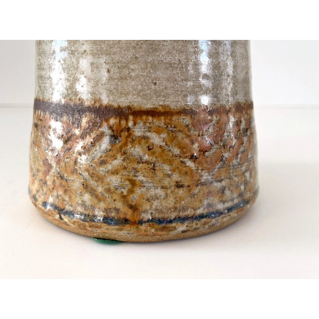 Beige Studio Pottery Stoneware Lidded Jar - Signed For Sale - Image 8 of 12