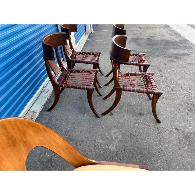 1990s t.h. Robsjohn Gibbings Style Walnut Klismos Chairs…set of 4 For Sale - Image 5 of 16