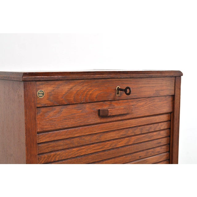 Brown Vintage Roller Door Cabinet in Oak and Beech, 1930s For Sale - Image 8 of 12