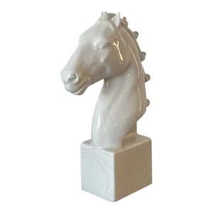 Mid-Century Art Deco Ceramic Horse Head Bust With White Craze Glaze