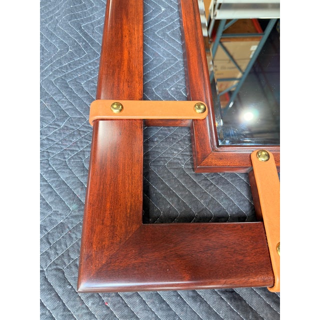 Theodore Alexander Ralph Lauren Theodore Alexander Wood Frame Mirror With Leather Accents For Sale - Image 4 of 4