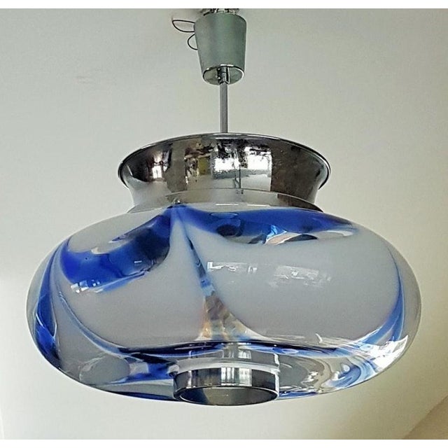 Pendant Lamp in Blue Glass and Chrome from Mazzega, Italy, 1960s For Sale - Image 12 of 18