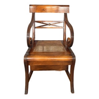 1980s Regency Mahogany and Cane Metamorphic Chair to Steps For Sale