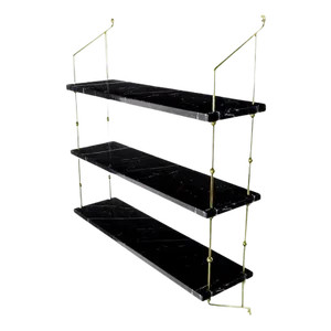 Black Marquina Marble and Brass Morse Shelf by OxDenmarq