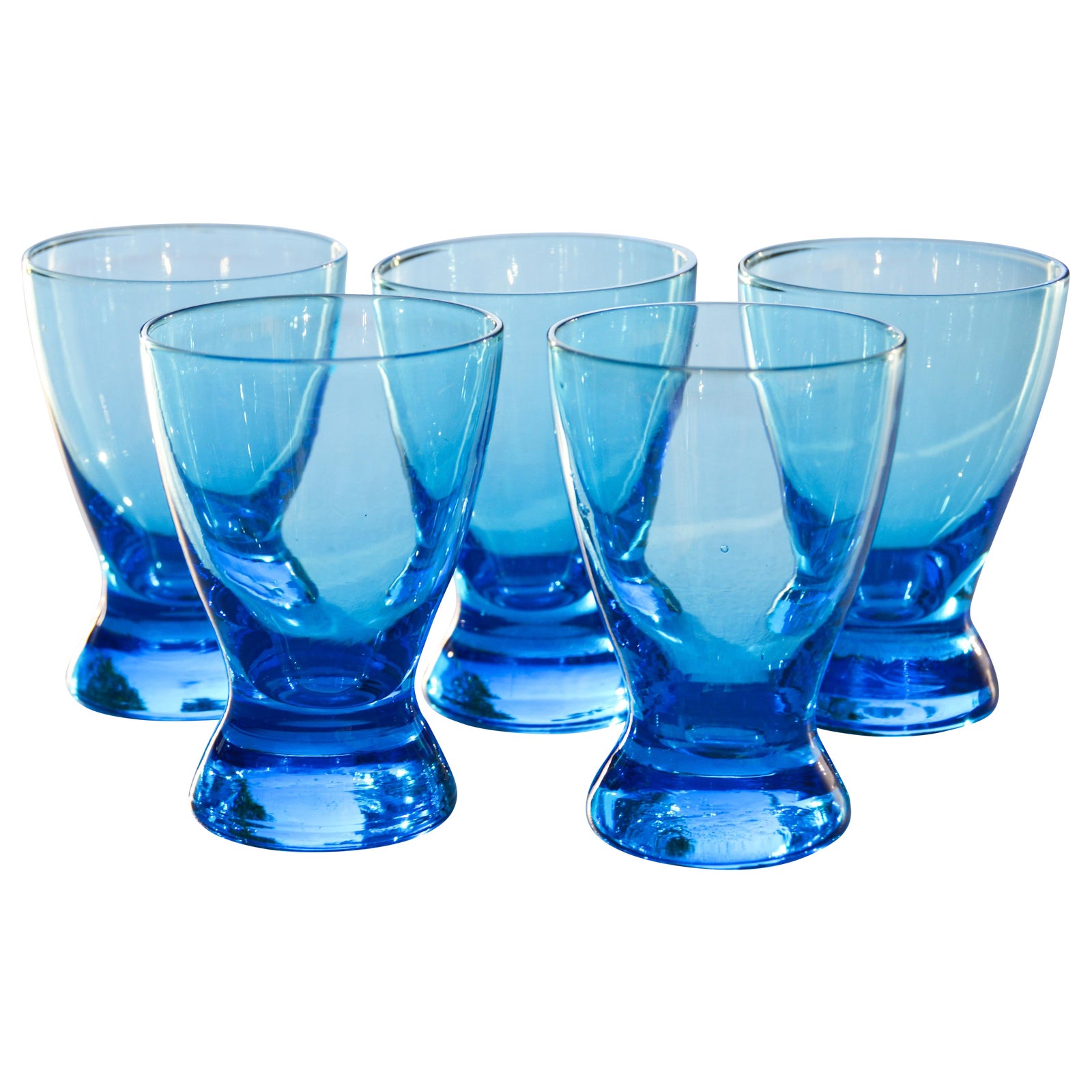 Midcentury Blue Shot Glasses, S/5 Chairish