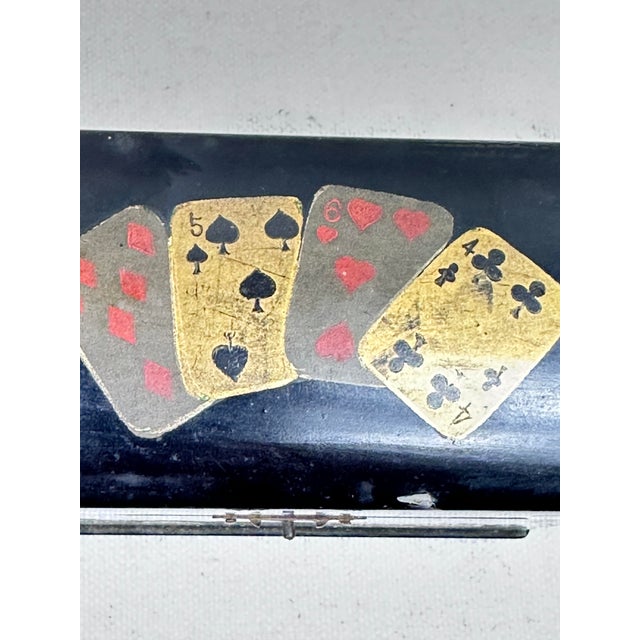 Mid 20th Century Vintage Hand Painted Playing Card Box For Sale - Image 5 of 10