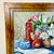 1960s Original Oil Painting Impressionist Red Bottle & Flora Still Life by Edith Weir For Sale - Image 4 of 13