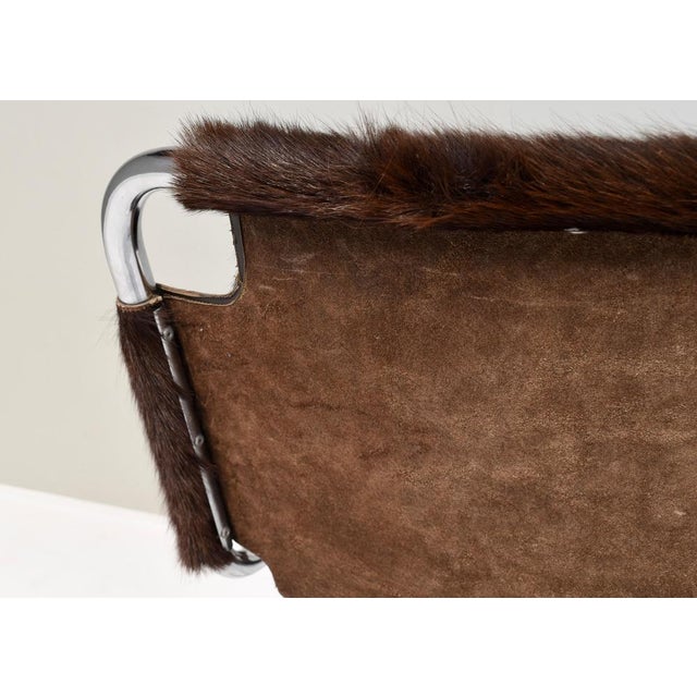 Vintage Italian Chair in Cowhide and Chrome, 1970s For Sale - Image 14 of 16