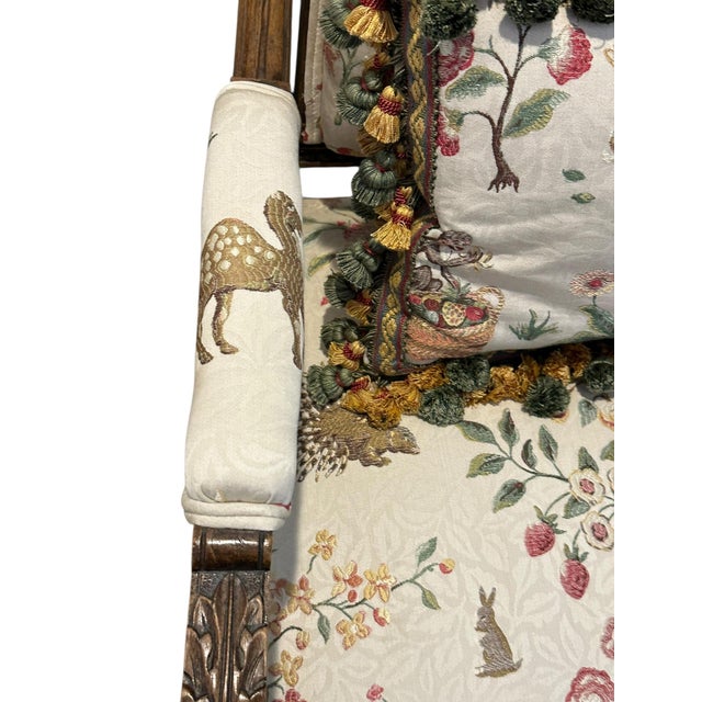 Stunning Pair of Louis XVI Fluted Chairs With Custom Tracers & Co. Cluny Lampis Brocade Upholstery For Sale In New York - Image 6 of 16