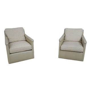Pair Cr Laine Modern Design Swivel Lounge Chairs For Sale