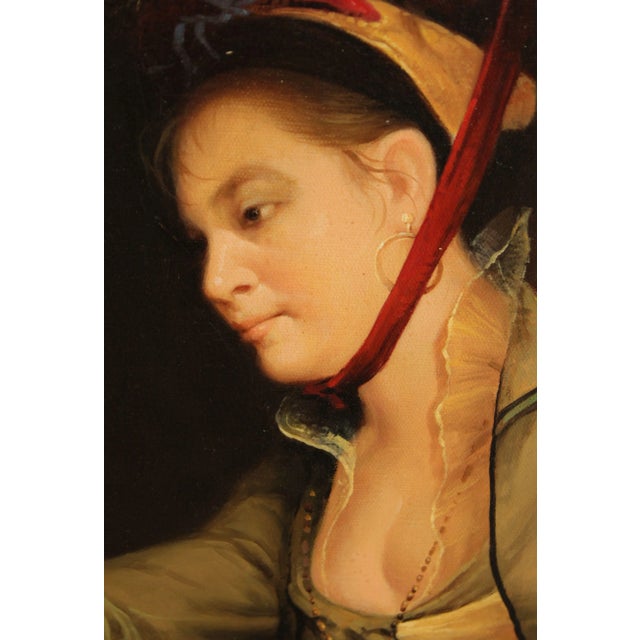 Vintage 20th C. Portrait of Victorian Woman Oil Painting, Signed 'D. Hawkins' For Sale - Image 10 of 13