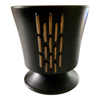 Vintage 1950's McCoy Art Deco Style Black and Gold Planter For Sale