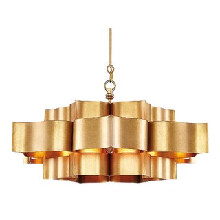 Currey & Co. Grand Lotus Gold Small Chandelier For Sale