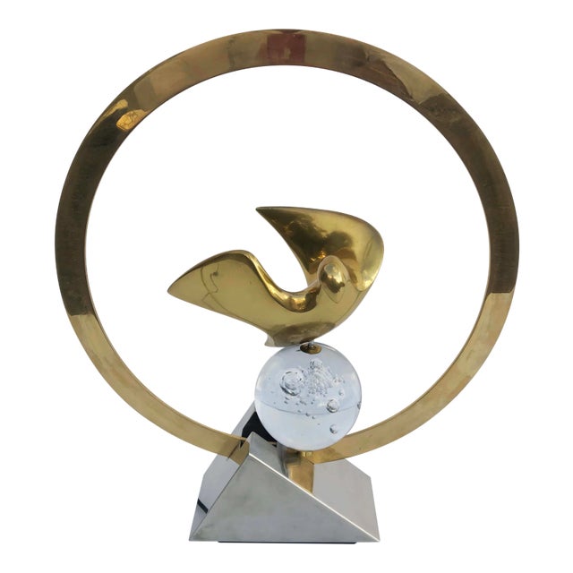 1970s Modern Signed Philippe Jean Bronze Bird Table Lamp For Sale