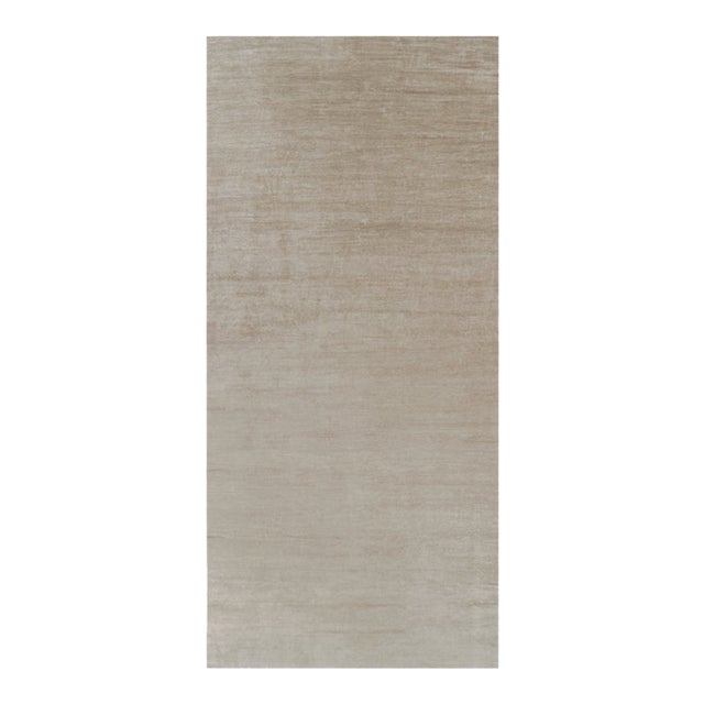 Rug & Kilim’s Oversized Modern Textural Rug in Beige-Brown Stripes and Striae - 11x24 For Sale