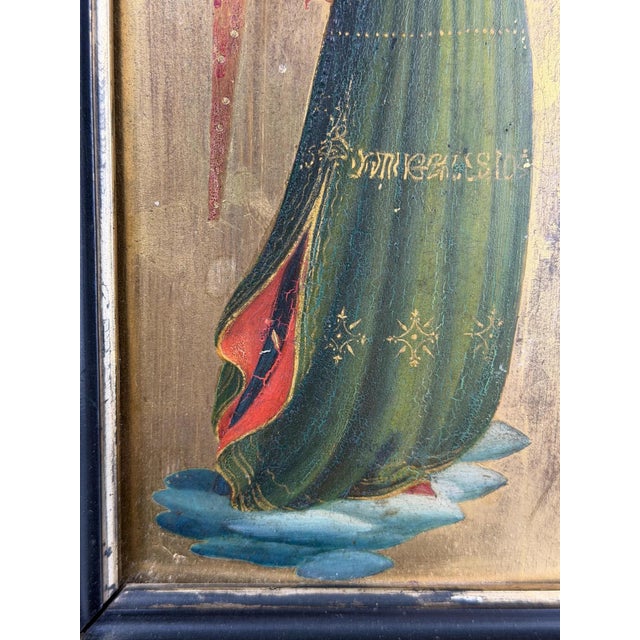 Italian School Artist, Angel Musician, 1800s, Oil on Panel with Gold Leaf For Sale - Image 5 of 9