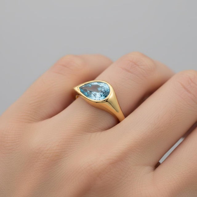 Not Yet Made - Made To Order Pear Topaz East-West Ring, Size 7.5 For Sale - Image 5 of 8