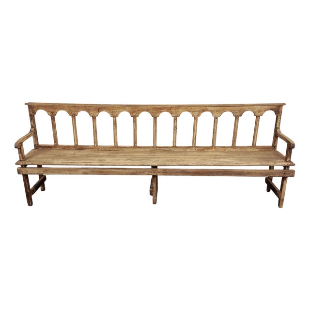 Patinated Church Bench in Fir For Sale
