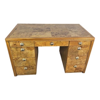 1960s Burl Wood Desk For Sale